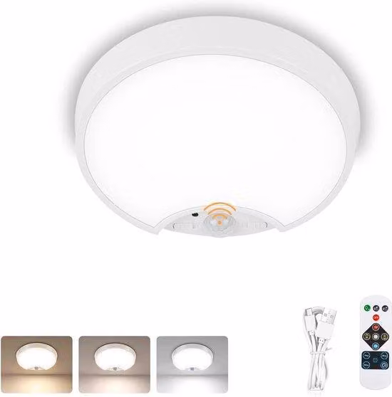 Plafoniera rotonda dimmerabile 200 lm 6500 K 3 modalità, alimentazione a batteria
