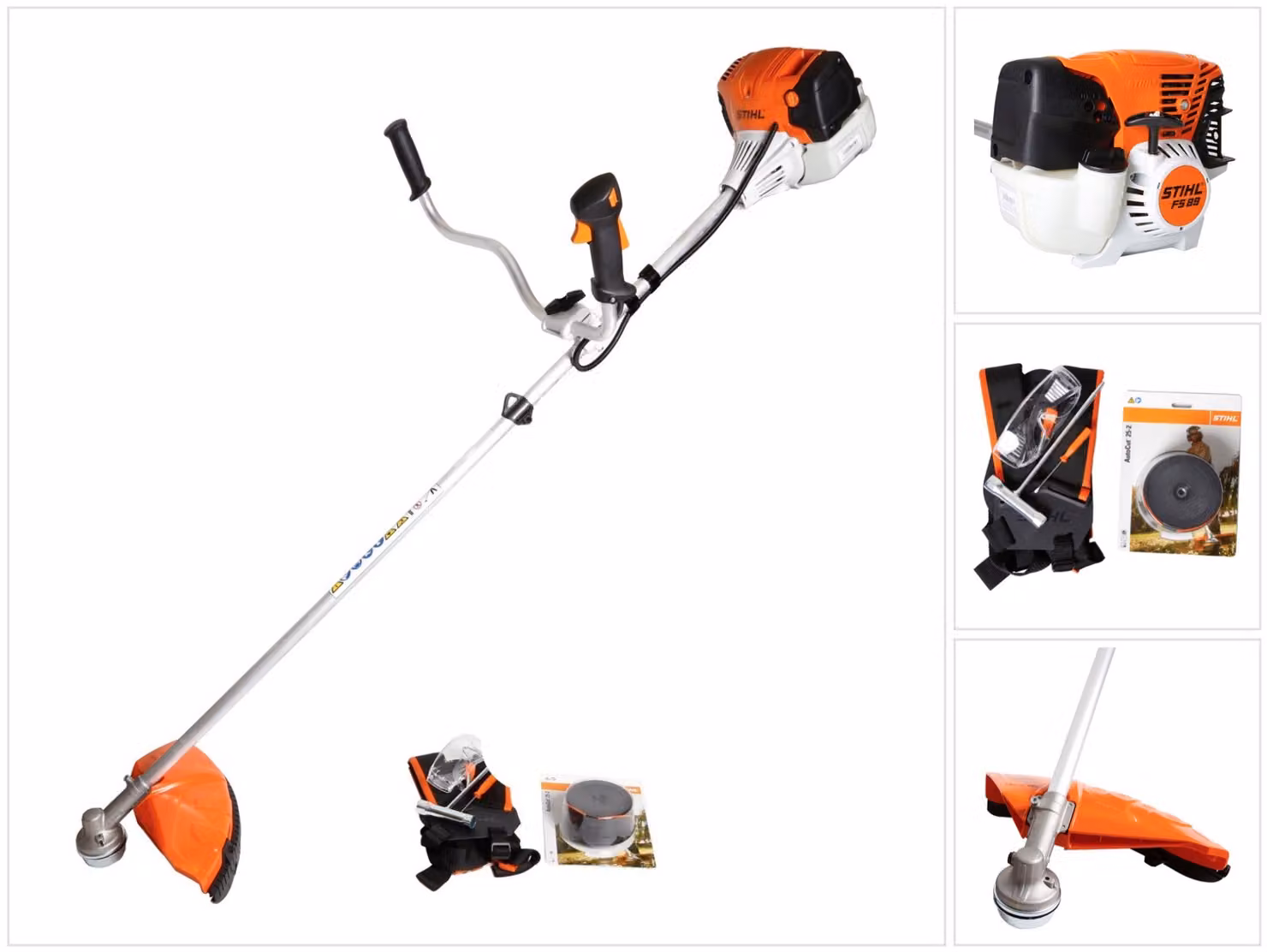 Decespugliatore Stihl FS 89 con motore 4-Mix da 0,95 kW / 1,3 CV, impugnatura a due mani e testa di taglio