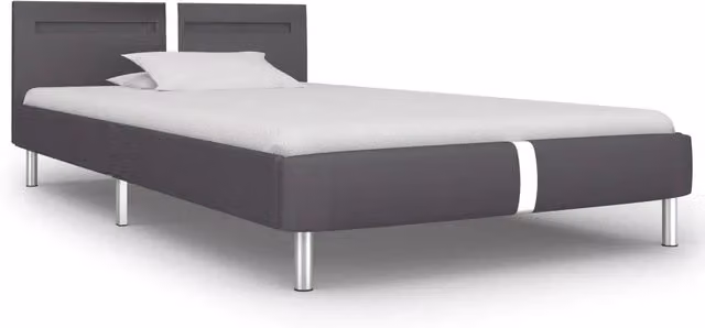 Letto singolo moderno con illuminazione LED sottostante in similpelle grigia, L/P: 90 x 200 cm – 1
