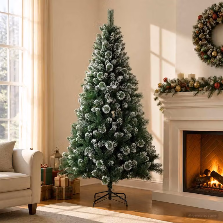 Albero di Natale artificiale, 240 cm, in PVC e metallo, colore verde