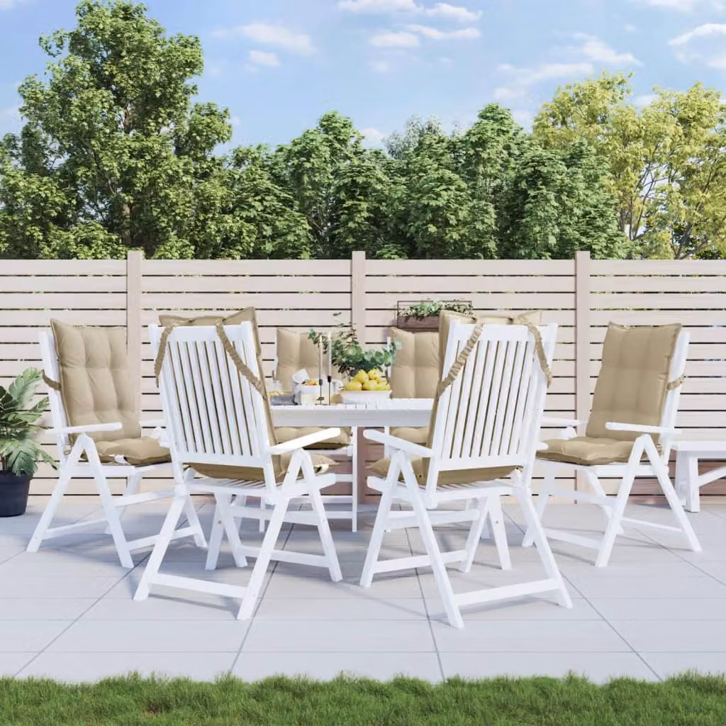 Set di 6 cuscini per sedia con schienale alto vidaXL in tessuto Oxford beige, impermeabili e traspiranti