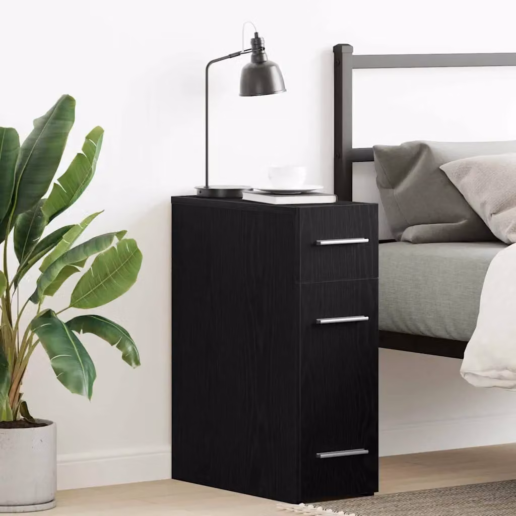 Carrello da farmacia mobile vidaXL in legno ingegnerizzato nero L/P/H: 20 x 45,5 x 60 cm