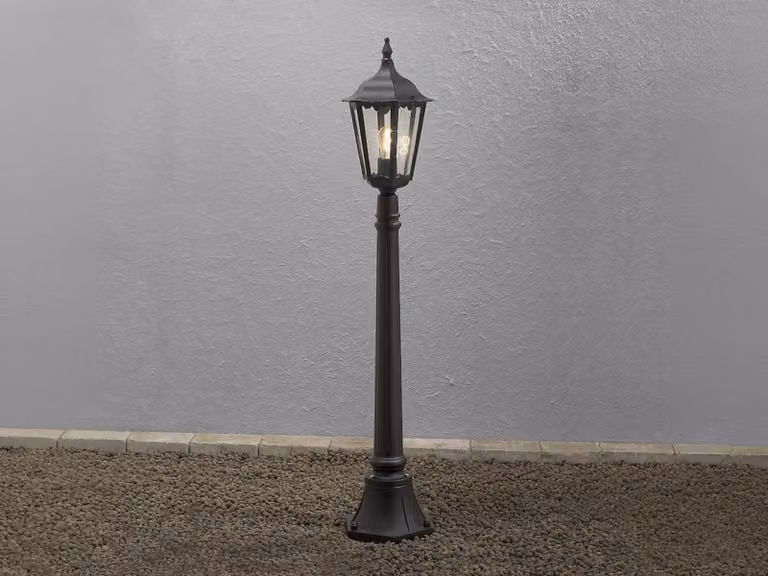 Lampada da sentiero Konstsmide Firenze in alluminio laccato nero con vetro trasparente