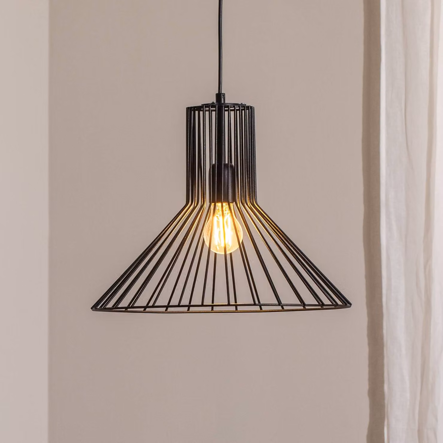 Lampada a sospensione Fellini MR-757 Opviq, dimmerabile, Nero, Soggiorno / Sala da pranzo, Metallo, Moderno, Lampada a sospensione