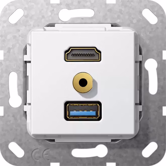 GIRA 4847190, HDMI + USB A + 3,5 mm, bianco
