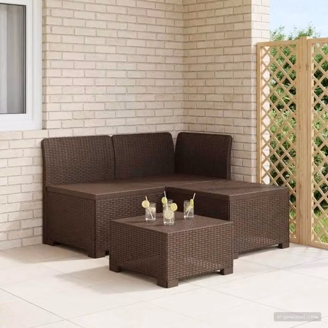 Divano da esterno-Divano da Giardino a 3 Posti in Aspetto Rattan PP Marrone 319511