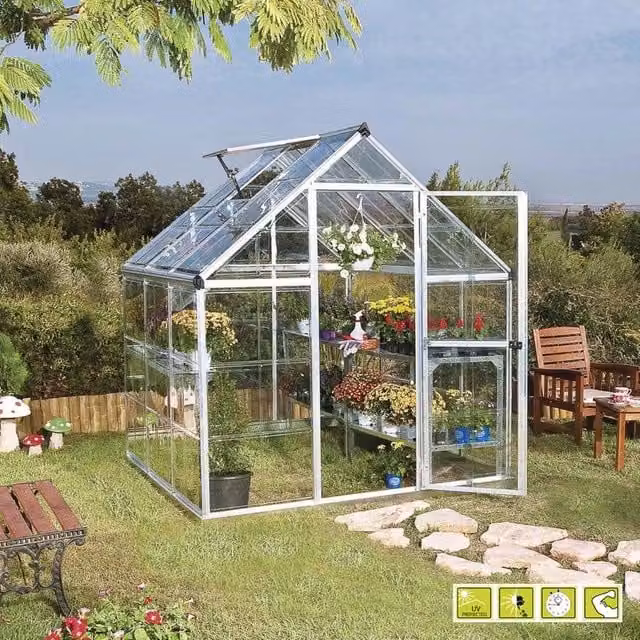 Serra da Giardino Verdemax in Alluminio e Policarbonato Trasparente con Finestra, L/P/H: 209 x 185 x 184 cm
