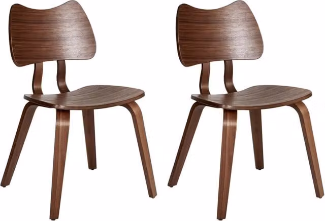Set di 2 sedie da pranzo BELIANI in legno di gomma marrone in stile retrò per cucina e sala da pranzo