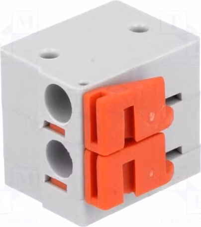 2 guide di fissaggio per connettori con angolo di 90° e passo di 5,08 mm: 2 connettori AC142R-02P-5.08-GRAY