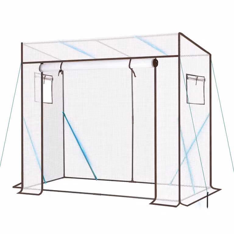 Serra a tetto inclinato Sekey 200 x 77 x 170 cm, serra per pomodori con struttura rinforzata, bianco