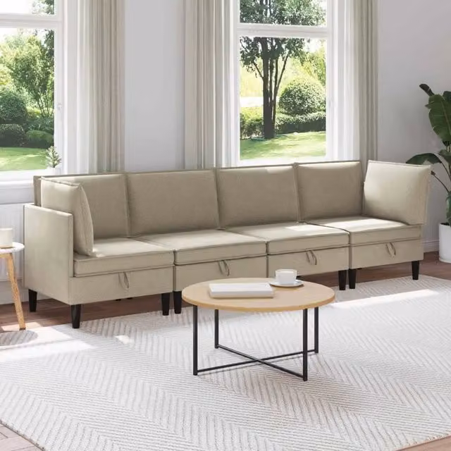 Set di mobili per il soggiorno 4 pz Sabbia Tessuto 3413789