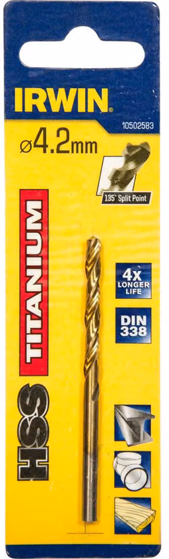 Irwin Metallbohrer HSS-Tin 4,2x75x43mm