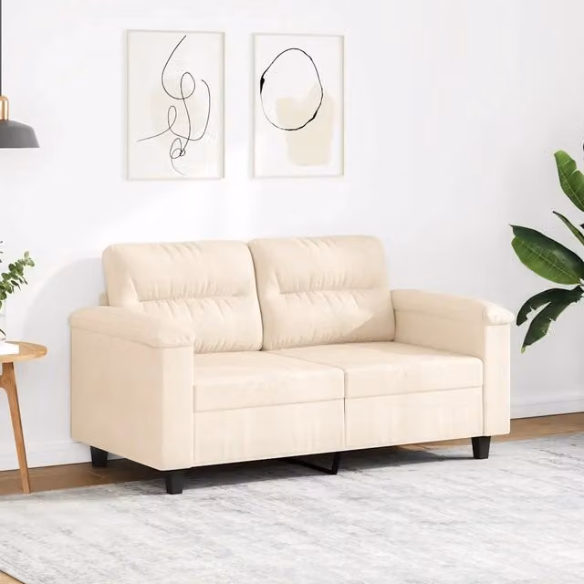 Divano a 2 posti moderno vidaXL in microfibra beige con struttura in metallo per il tuo soggiorno L: 150 cm, P: 80 cm, H: 77 cm