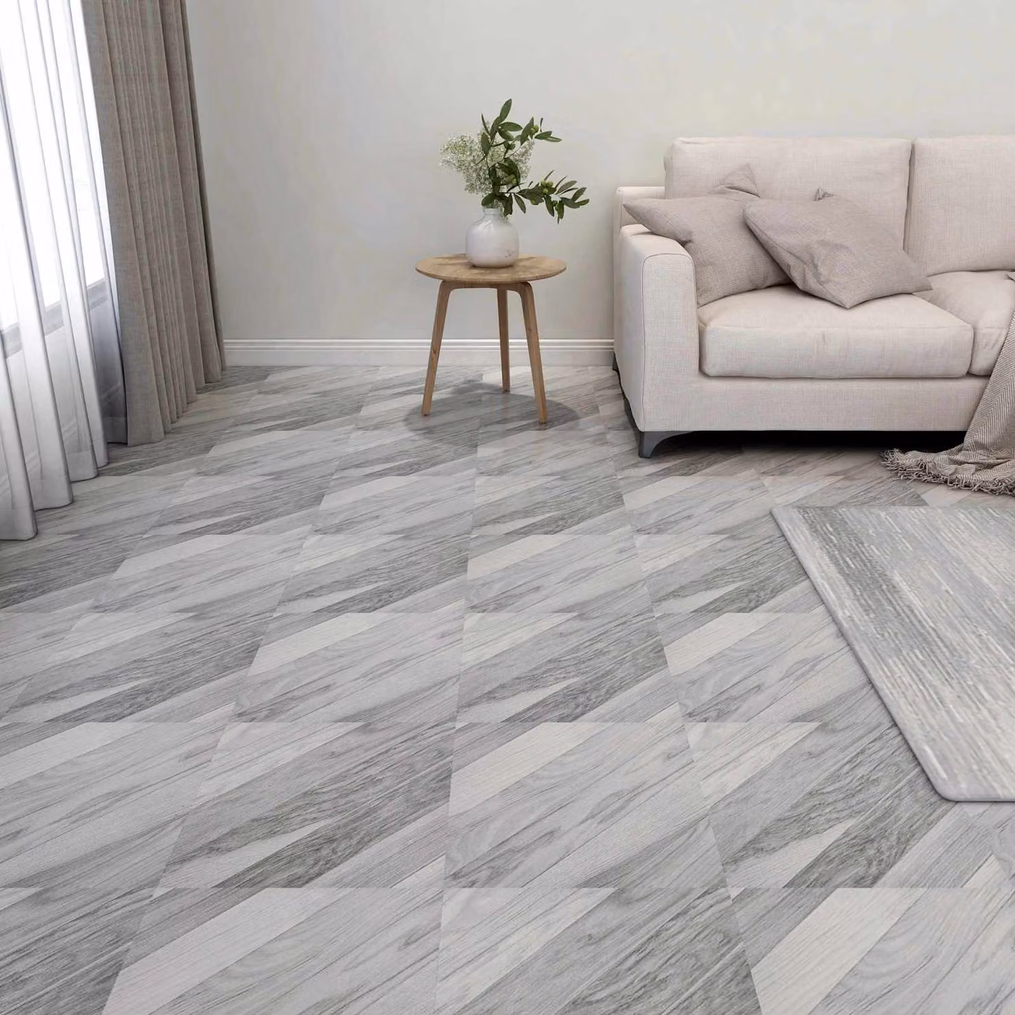 Tavole per pavimenti autoadesive vidaXL in PVC, stile moderno, colore grigio, 5,11 m² (55 pezzi)