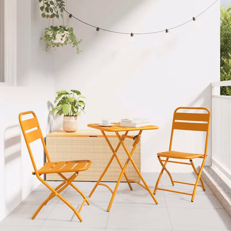 Set di 2 sedie pieghevoli da giardino vidaXL in metallo color senape/arancione
