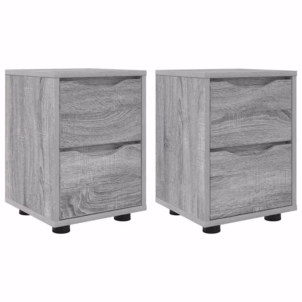 Set di 2 comodini moderni con cassetto vidaXL in legno grigio L: 30,5 cm, P: 30 cm, H: 43 cm – 2