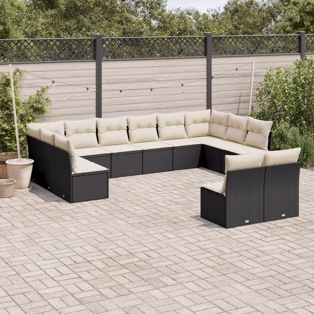 Maison Exclusive - Set Divani da Giardino 12 pz con Cuscini Nero in Polyrattan