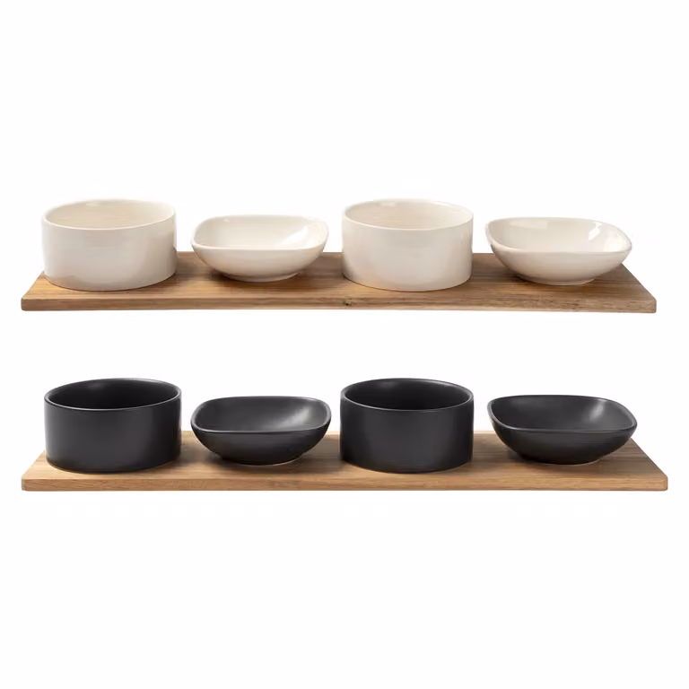 Antipastiera Gusto Casa con 4 Ciotole Linea Acacia Multicolore L: 50 cm