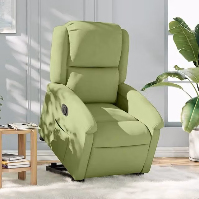 Poltrona Alzapersona Reclinabile Elettrica vidaXL in Velluto Verde con Supporto per la Seduta