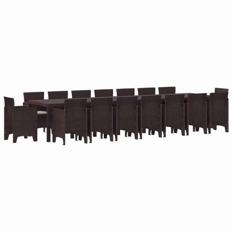 vidaXL Set da pranzo da giardino con cuscini 17 pz Marrone PP