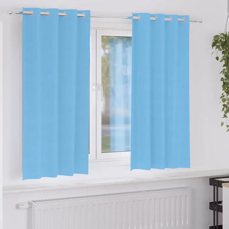 Set di 2 tende blackout vidaXL con anelli in poliestere, colore azzurro, H: 175 cm x L: 140 cm