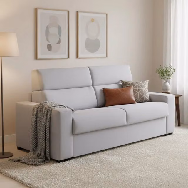 Divano Letto Marcon a 3 Posti Made in Italy con Rivestimento Sfoderabile Grigio L: 220 cm, P: 95 cm – 1