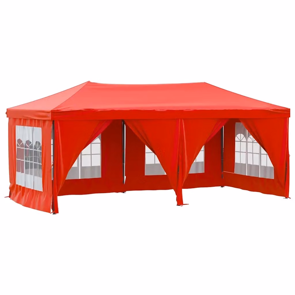 vidaXL Tenda per Feste Pieghevole con Pareti Laterali con Finestre Rosso 3x6 m – 2