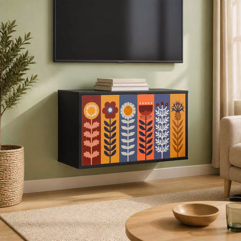 Mobile TV da parete vidaXL ESSEN in Rovere Nero, L 69 x P 33 x H 40 cm