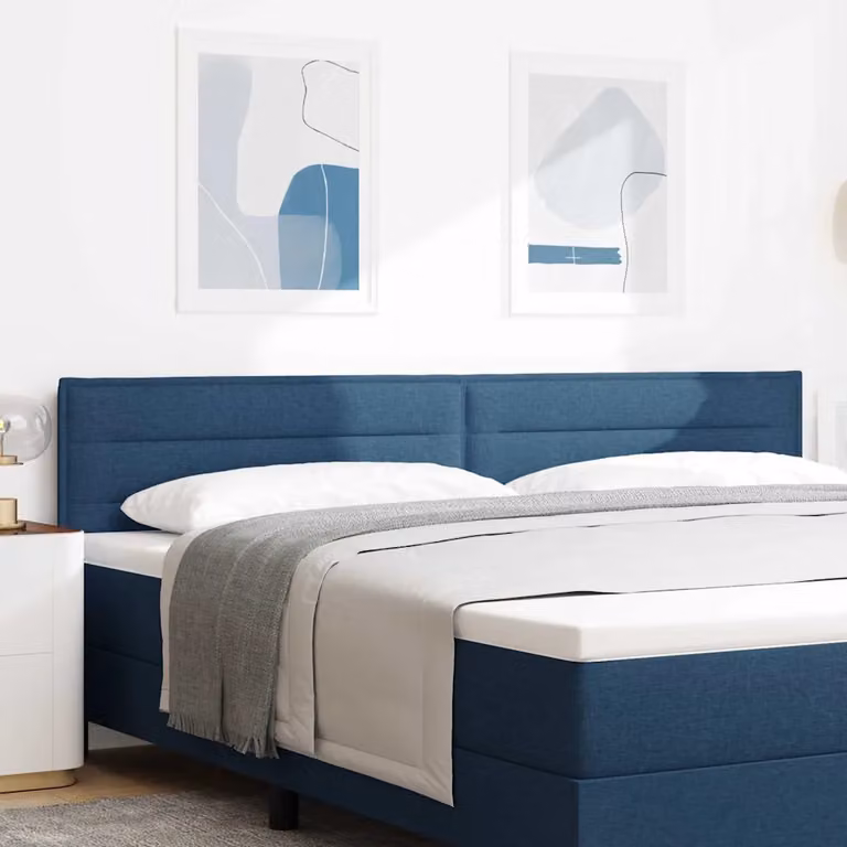 Testiera per letto con illuminazione LED vidaXL in tessuto blu, larghezza 200 cm