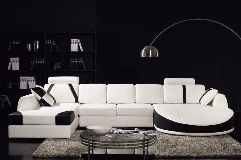 Ecksofa Ledersofa Polster Wohnlandschaft Couch Sofa Eckgarnitur U-Form