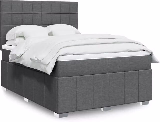 Letto Ibrido con Giroletto a Molle e Materasso vidaXL, Grigio e Bianco, L/P: 160 x 200 cm