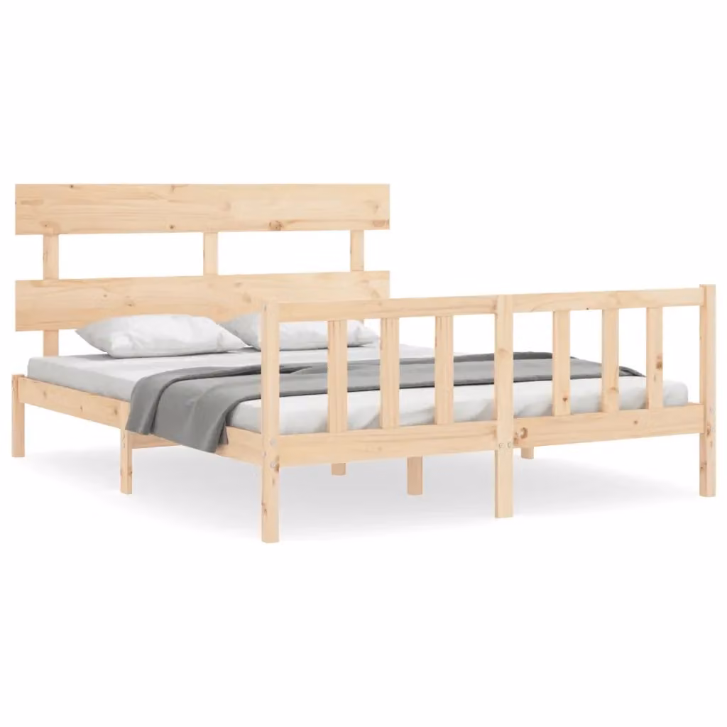 Giroletto vidaXL in legno massello di pino senza materasso, stile rustico, L/P/H: 205.5 x 160 x 81 cm – 2