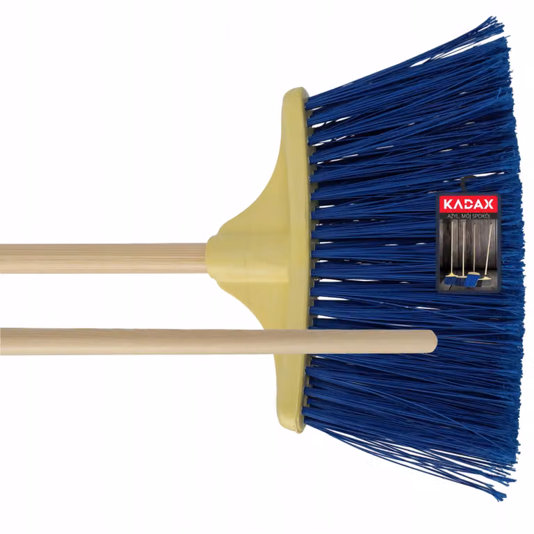 Scopa KADAX per lo spazzamento di strade e marciapiedi "Salorino", con manico in legno, scopa stradale in nylon, 30 cm, blu
