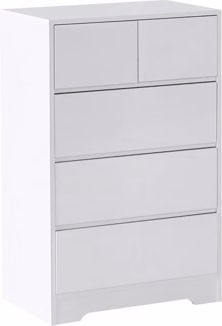 Cassettiera scandinava BELIANI con 5 cassetti e piano in legno, colore bianco opaco