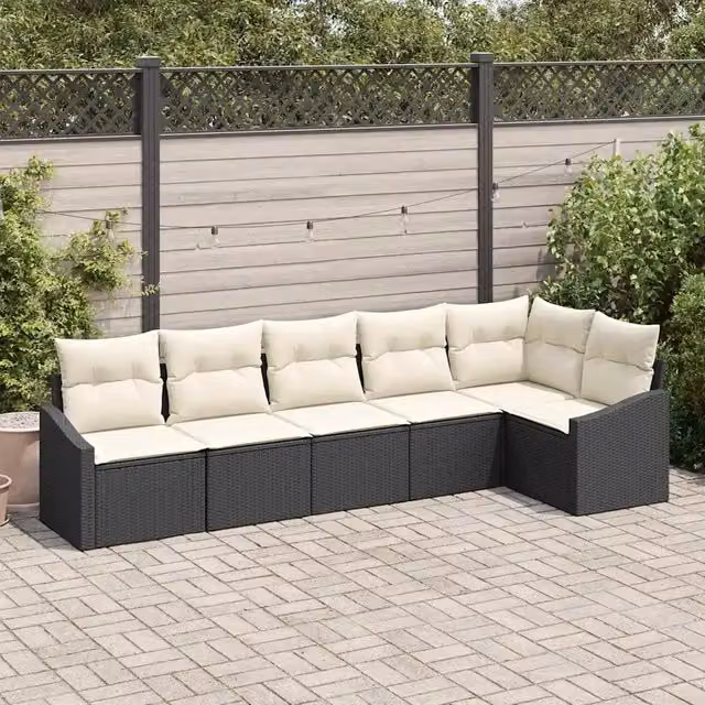 Set di divani 6 pz Nero polyrattan 3346737
