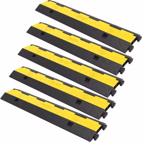 VEVOR Canalina Passacavi Elettrica Modulare a 2 Canali in Gomma e PVC, Colore Nero e Giallo, L/P/H: 101 x 24,5 x 5 cm