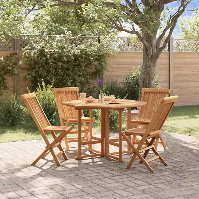 Set da pranzo pieghevole per esterni vidaXL in legno di teak marrone composto da 5 pezzi