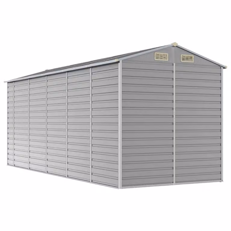Casetta da giardino grigio chiaro 191x470x198 cm in acciaio zincato