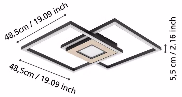 MARINELLO lampada da parete/soffitto Illuminazione - L48,5 x L48,5 x H5,5 cm - nero, marrone - IP20