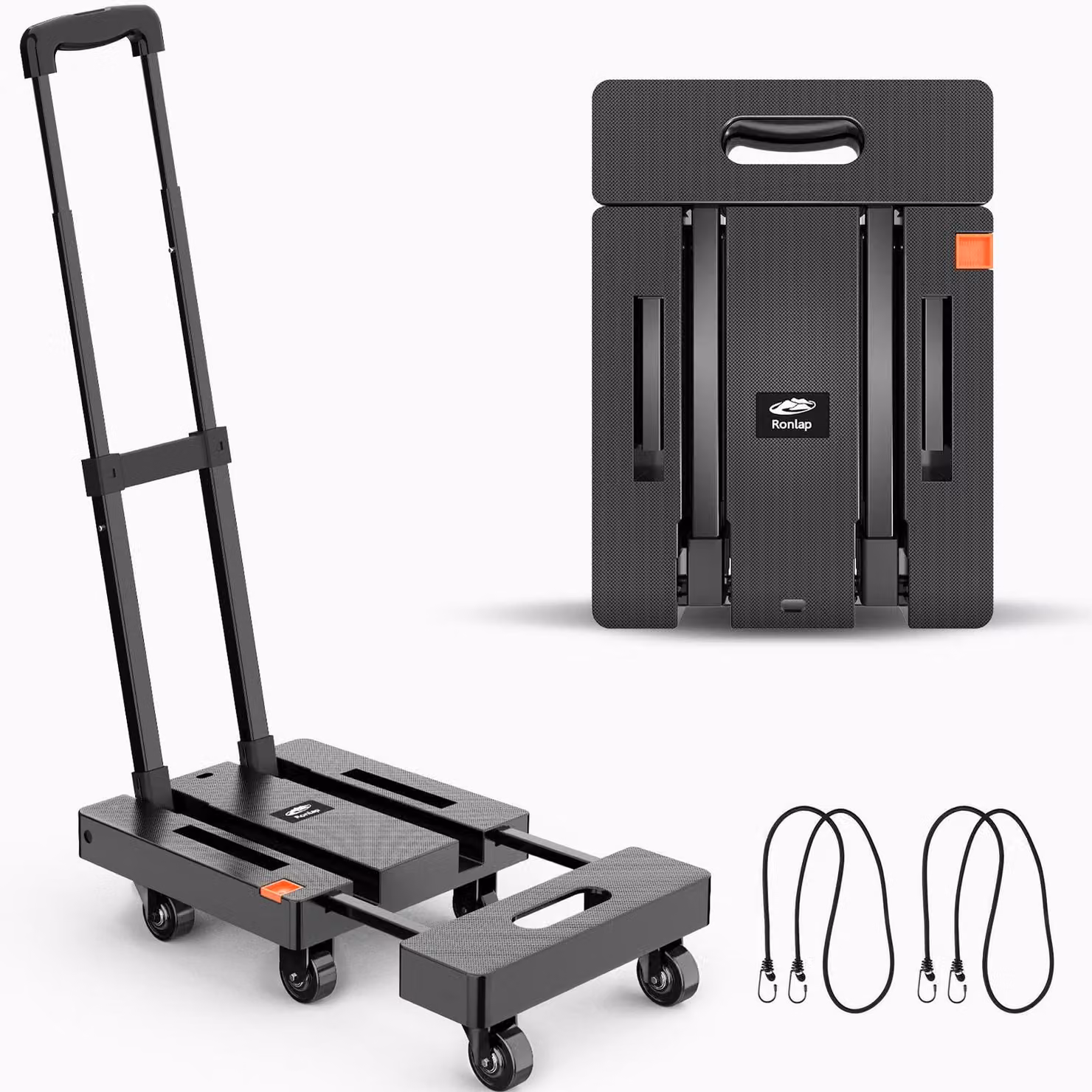 Carrello pieghevole a 6 ruote, portata 225 kg, colore nero, per il trasporto
