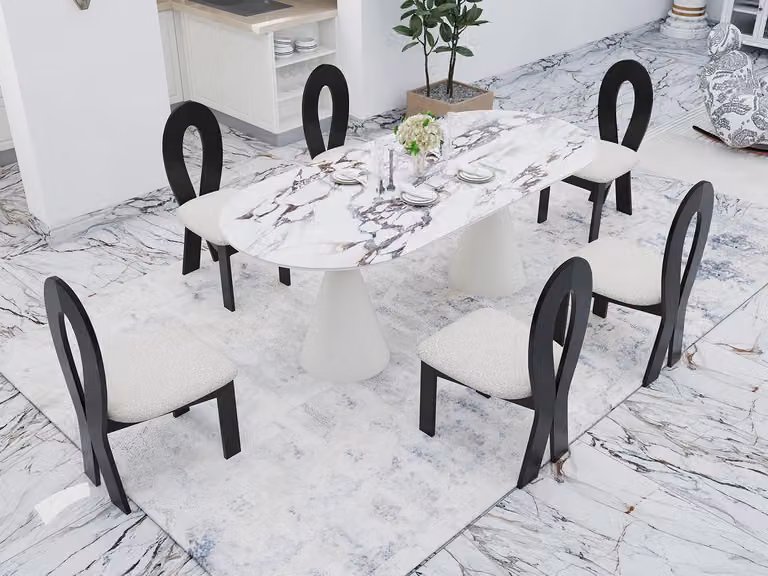 Lussuoso set da pranzo composto da tavolo e 6 sedie – Mobili dal design elegante