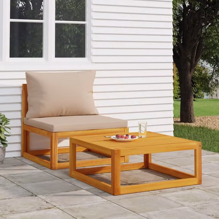 Maison Exclusive - Set divano da giardino 2 pezzi con cuscini in legno massello di acacia
