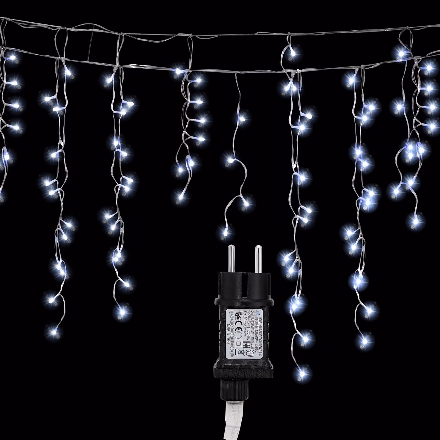 Jayseuw 5M LED pioggia di ghiaccio luci fata tenda interna 200 LED ghiaccioli luci di Natale 8 modalità Natale decorazione festa giardino bianco freddo