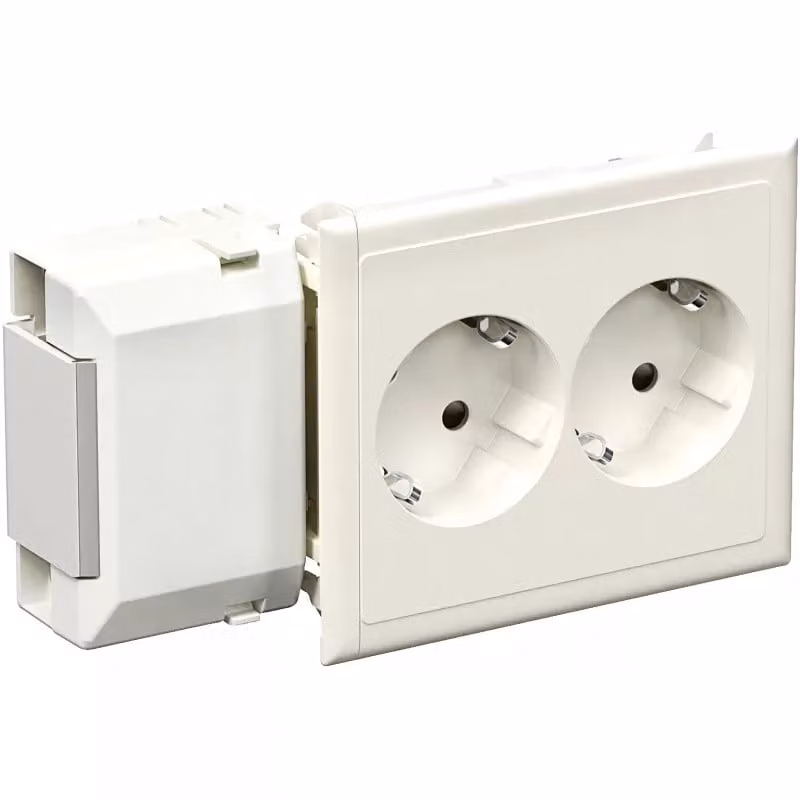 Schneider Electric Doppia presa senza targhetta per incasso in canalina CYB-PS bianco perla RAL 1013 5951511