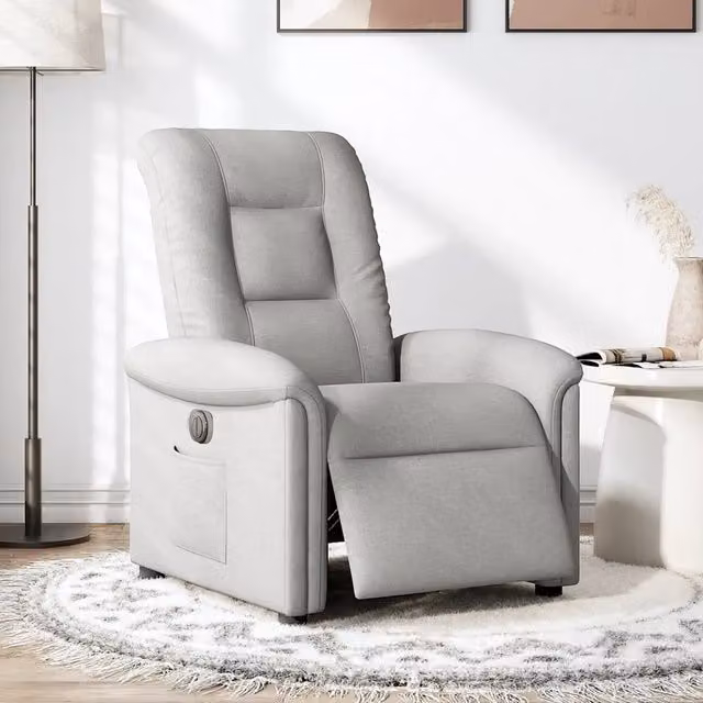 Poltrona Elettrica Reclinabile-Divano Sedia Grigio Nuvola in Tessuto 317599