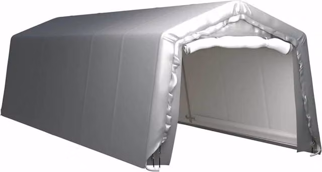 Tenda Deposito Carport con Tetto a Capanna in Acciaio Galvanizzato e Tela Grigia L: 900 cm, P: 300 cm, H: 240 cm