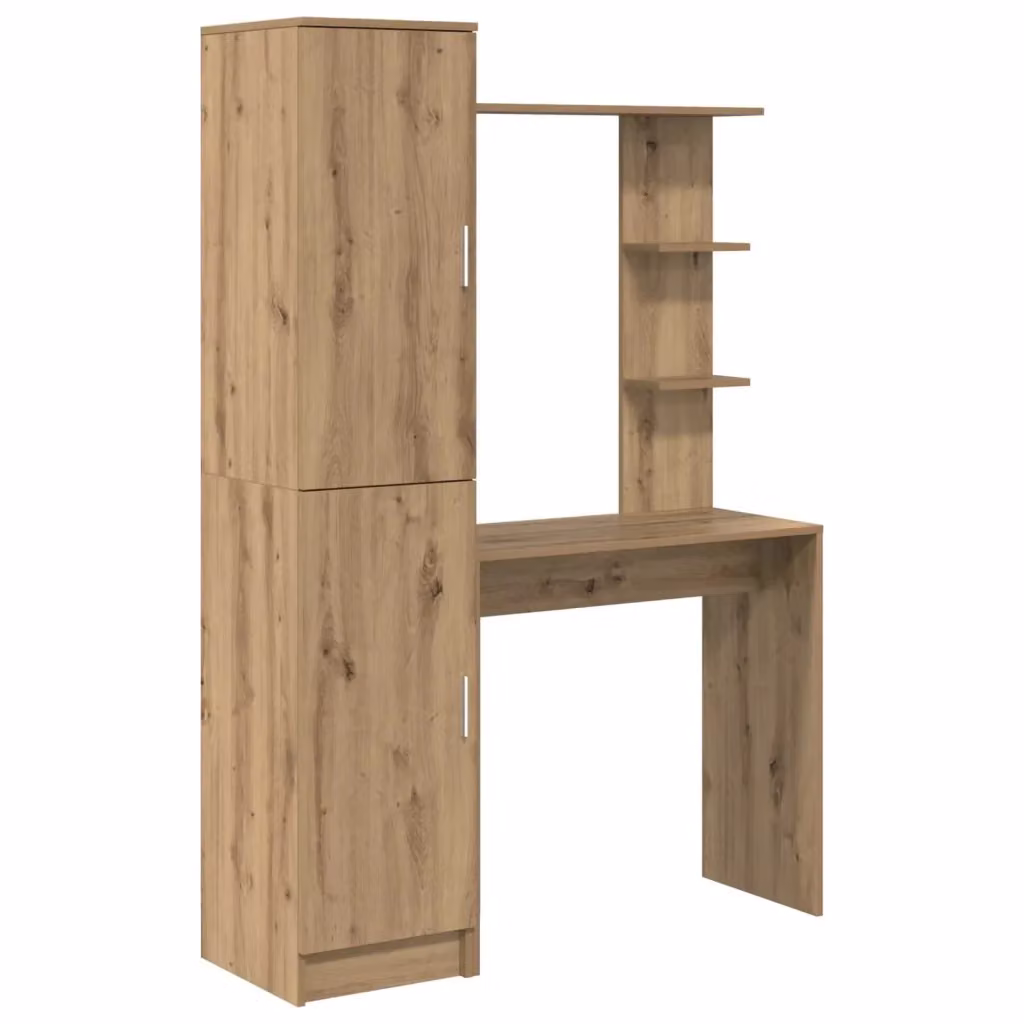 Set di 2 scrivanie moderne con scaffale vidaXL in legno color rovere marrone L: 168,0 cm, P: 113,5 cm, H: 43,57 cm – 2