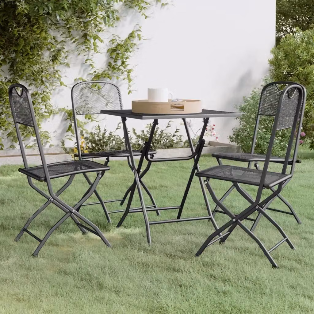 Set da Pranzo per Giardino 5pz in Acciaio Verniciato Antracite Matt – 2