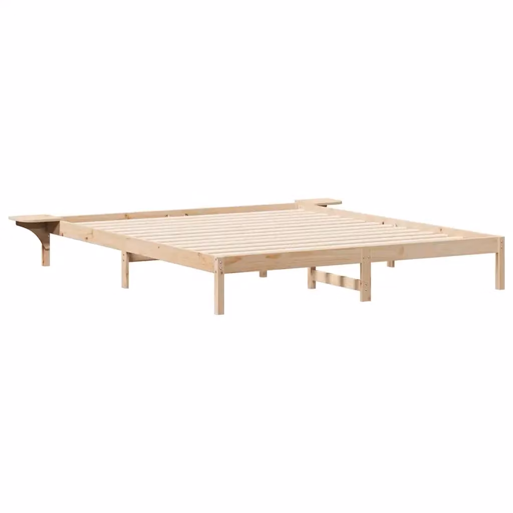 Letto moderno vidaXL in pino massello con tavolini laterali beige L: 180 cm, P: 210 cm, H: 230 cm – 2