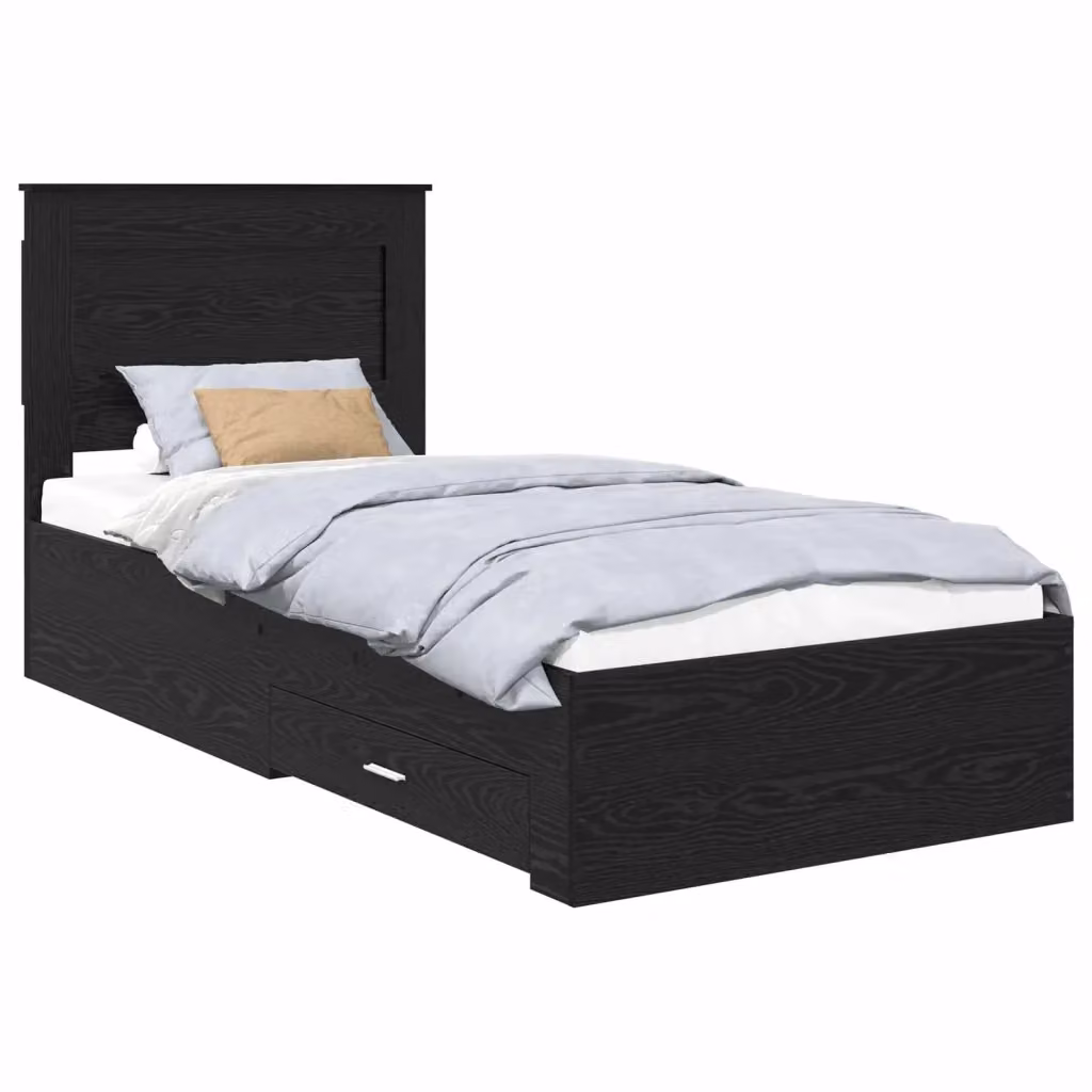 Struttura del letto moderna vidaXL con cassetto in legno nero, dimensioni 90 x 200 cm – 2